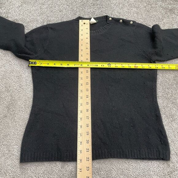 J. Crew Sweater Womens Medium Black Crew Neck Button Wool Rabbit Hair Cashmere - Picture 5 of 13
